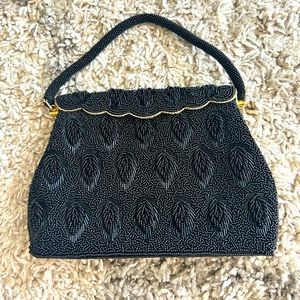 Stunning Vintage Black Beaded Handbag